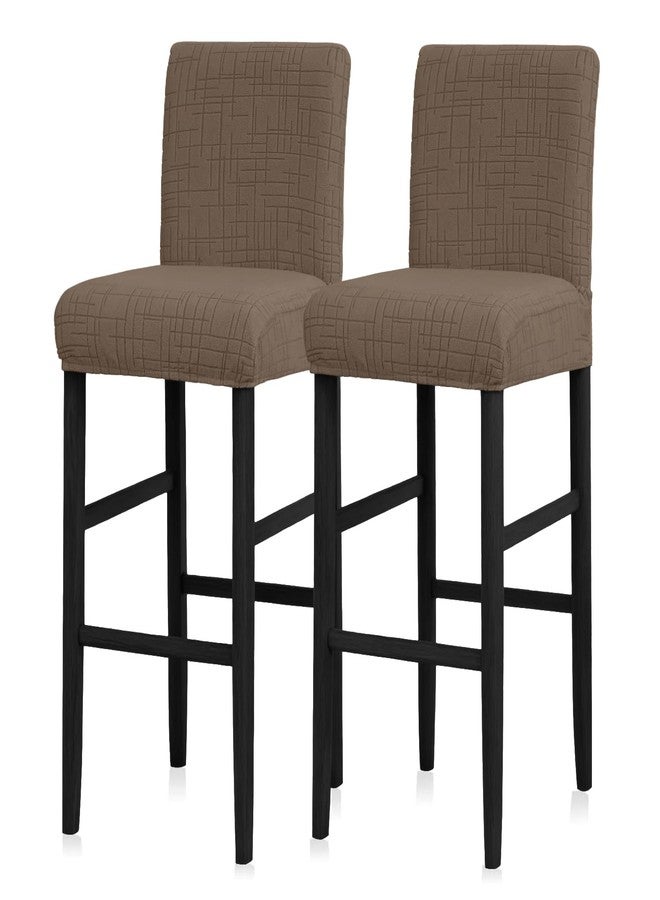 JIUZHEN أغطية كراسي بار مخملية من جيوتشن، عبوة من قطعتين، مقاومة للماء، مع مساند ظهر، قابلة للتمدد، مناسبة للمطابخ والمطاعم والمقاهي، قابلة للغسل، مناسبة لكراسي البار العالية، قابلة للإزالة، لون قهوة - Image 1